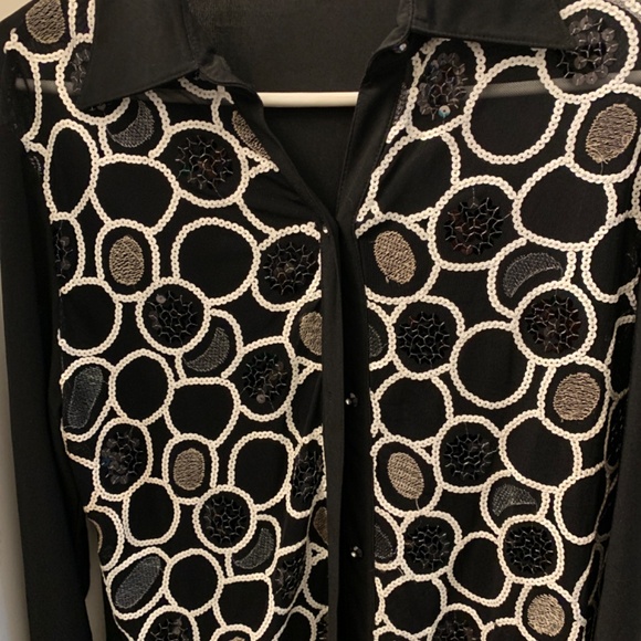 Rare Custom Designed Black Blouse Size Large - Picture 2 of 7